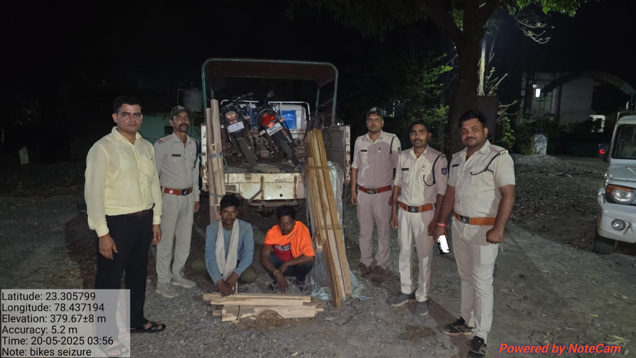 अवैध रूप से परिवहन की जा रही 14 नग सागौनी इमारती वनोपज जप्त