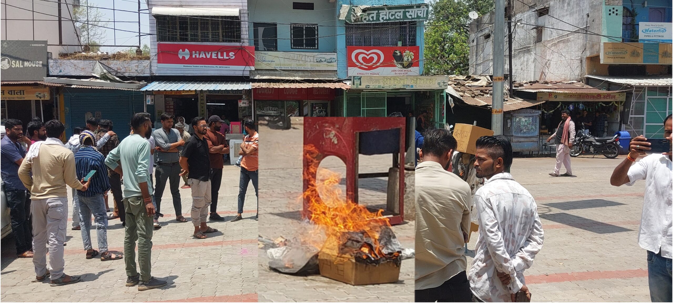 रामलीला परिसर में शराब सेवन को लेकर विवाद गरमाया, करणी सेना ने किया विरोध प्रदर्शन, पुतला दहन ।