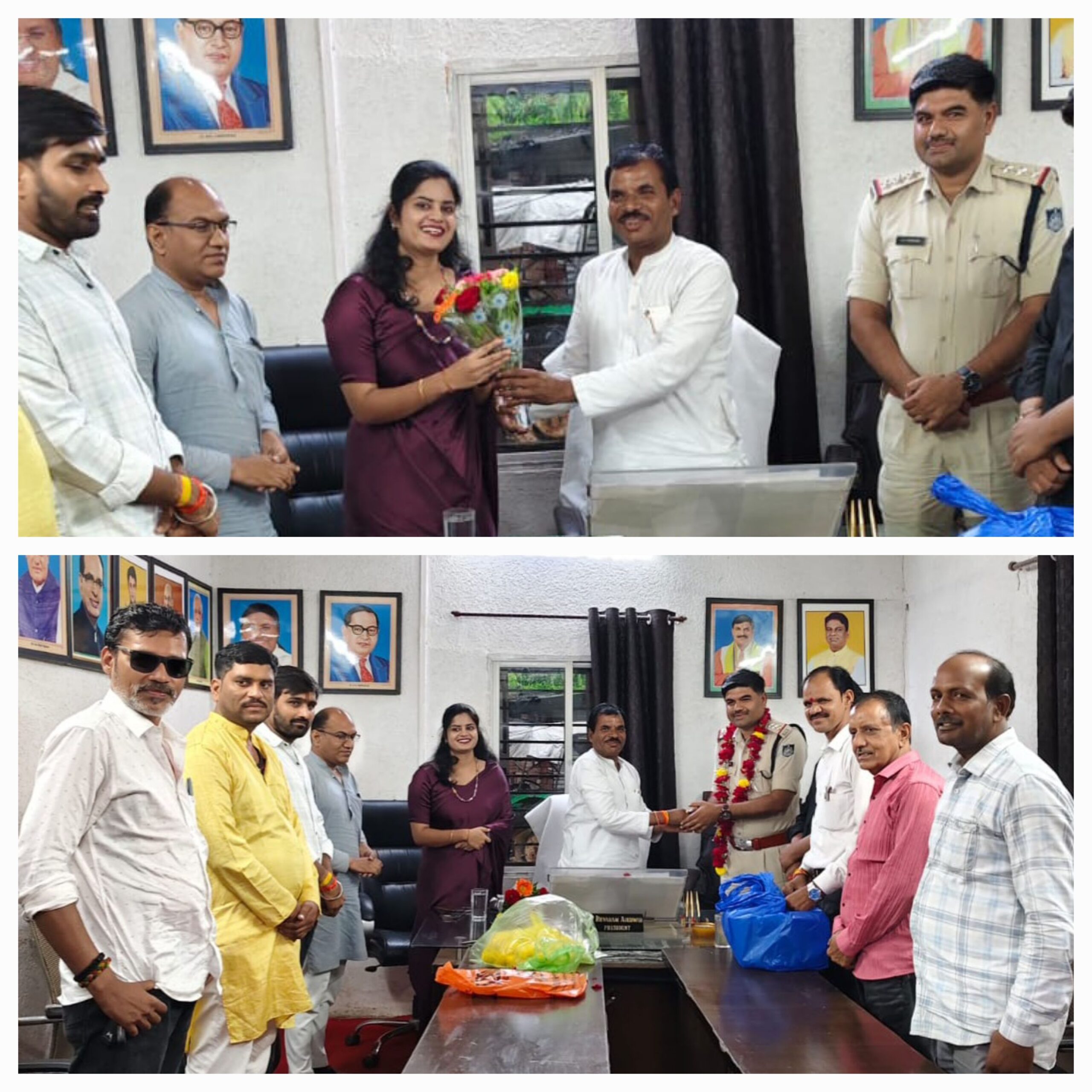 स्थानांतरित नायब तहसीलदार को विदाई नवागत थाना प्रभारी का स्वागत नप सभागार में हुआ।