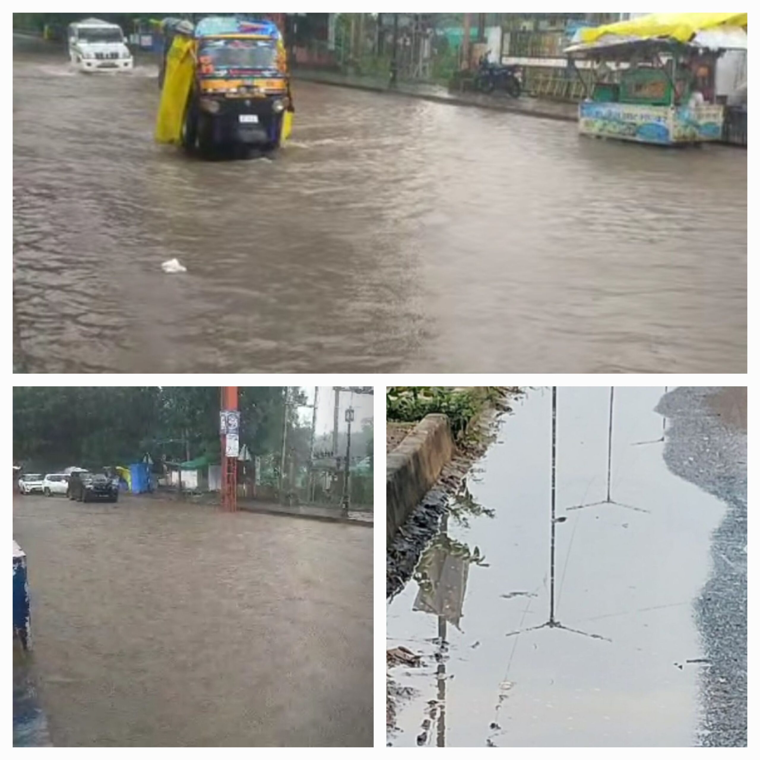 भारी बारिश से सडको पर भरा पानी ।किसानो के चेहरे पर आई मुस्कान