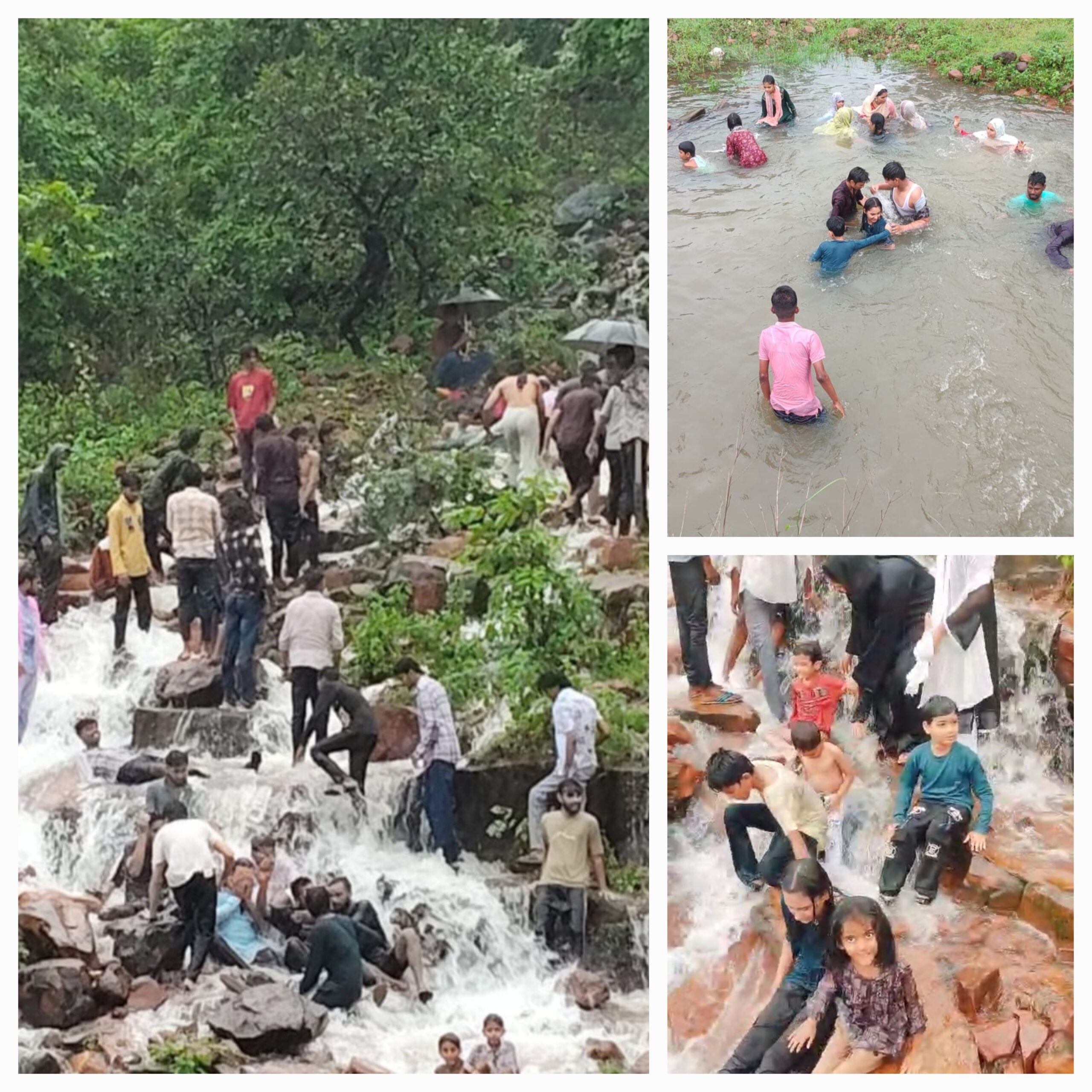 बरसात में गुलगांव रोड स्थित झरने का नजारा बना आकर्षण का केंद्र, उमड़ी भीड़