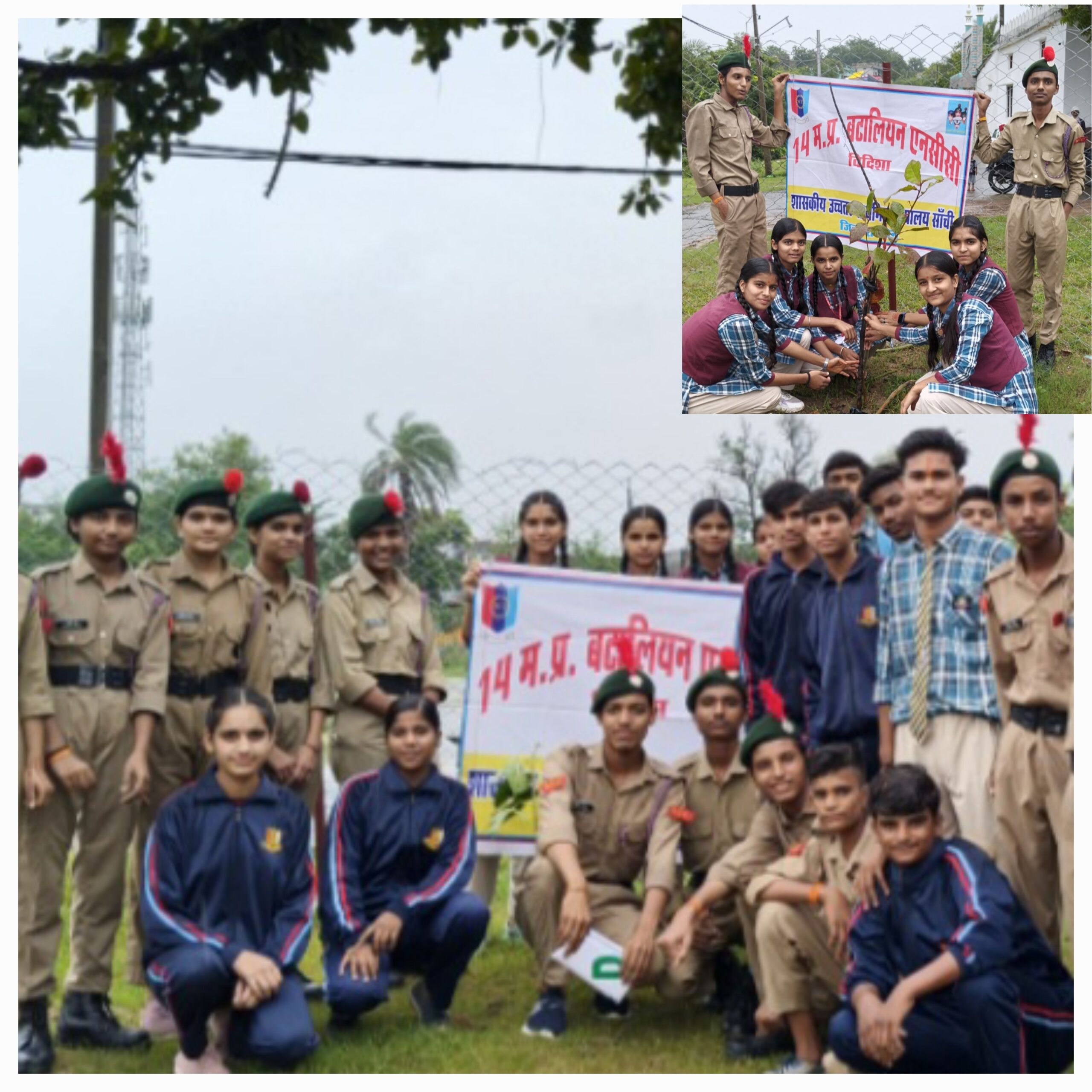 सांची में एनसीसी कैडेट्स ने किया वृक्षारोपण, “एक पेड़ माँ के नाम” अभियान को दिया बढ़ावा