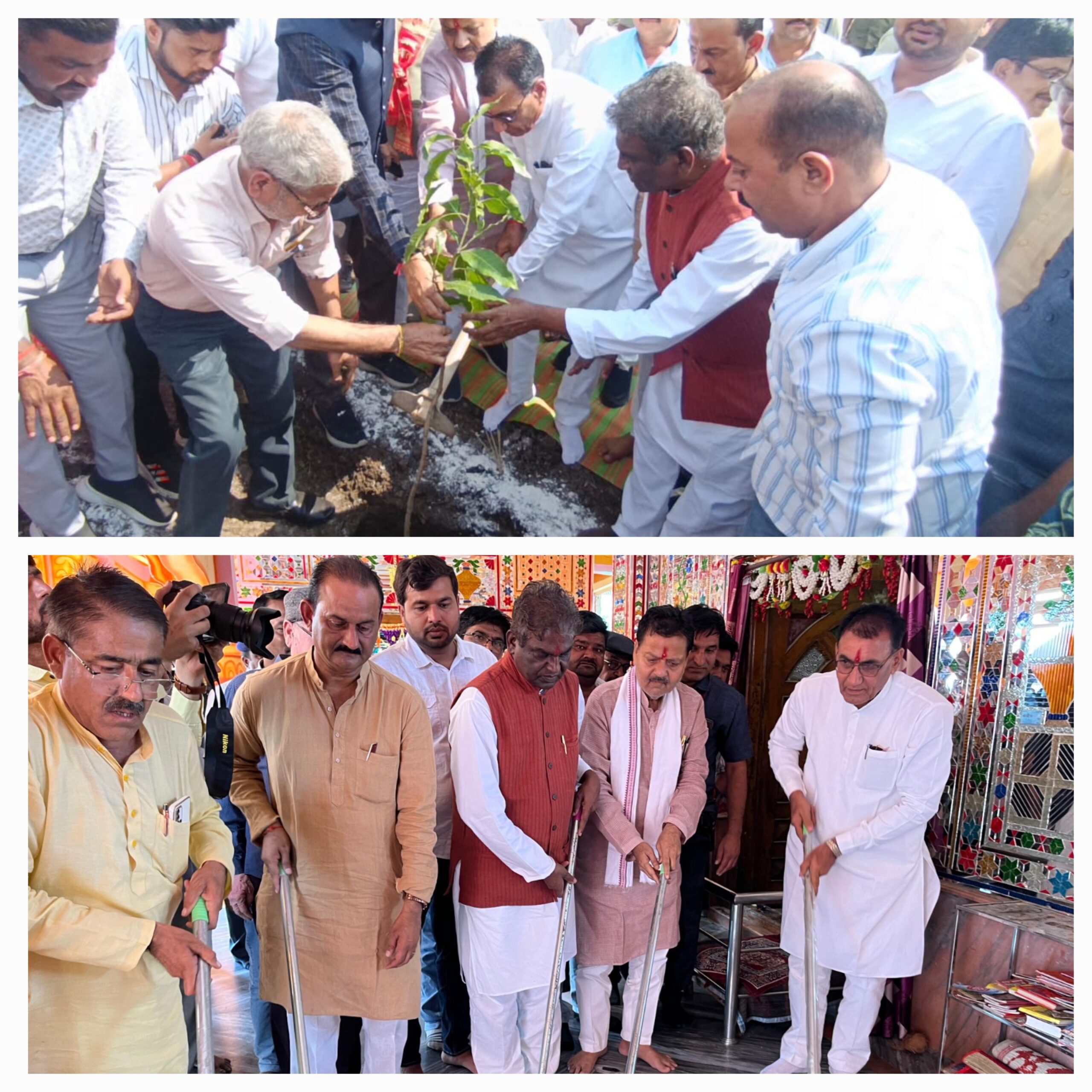 प्रभारी मंत्री श्री पंवार, विधायक डॉ चौधरी सहित जनप्रतिनिधियों ने सहजपुर में एक बगिया मॉ के नाम परियोजना के तहत रौपे फलदार पौधेसेवा पखवाड़ा के तहत श्रमदान कर मंदिर में की साफ-सफाई