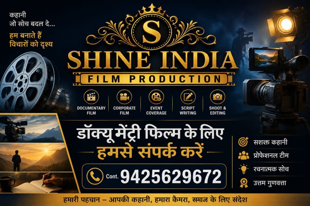 Shine India Film Production - डॉक्यूमेंट्री फिल्म एवं वीडियो प्रोडक्शन | Contact: 9425629672